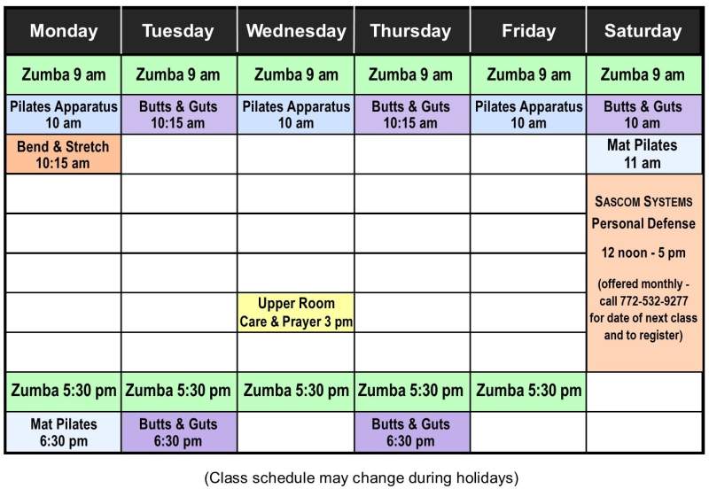 Class schedule for website 231009 cr